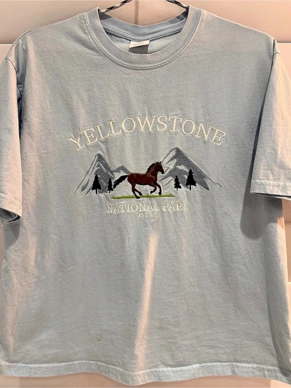 Lazy Sunday Yellowstone Graphic Tee in Blue Size Small Like New